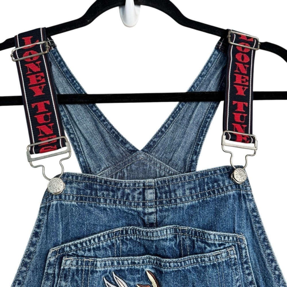 VTG 1999 Warner Brothers Studio LOONEY TUNES Embroidered Denim OVERALLS Sz M G7 - Picture 4 of 16